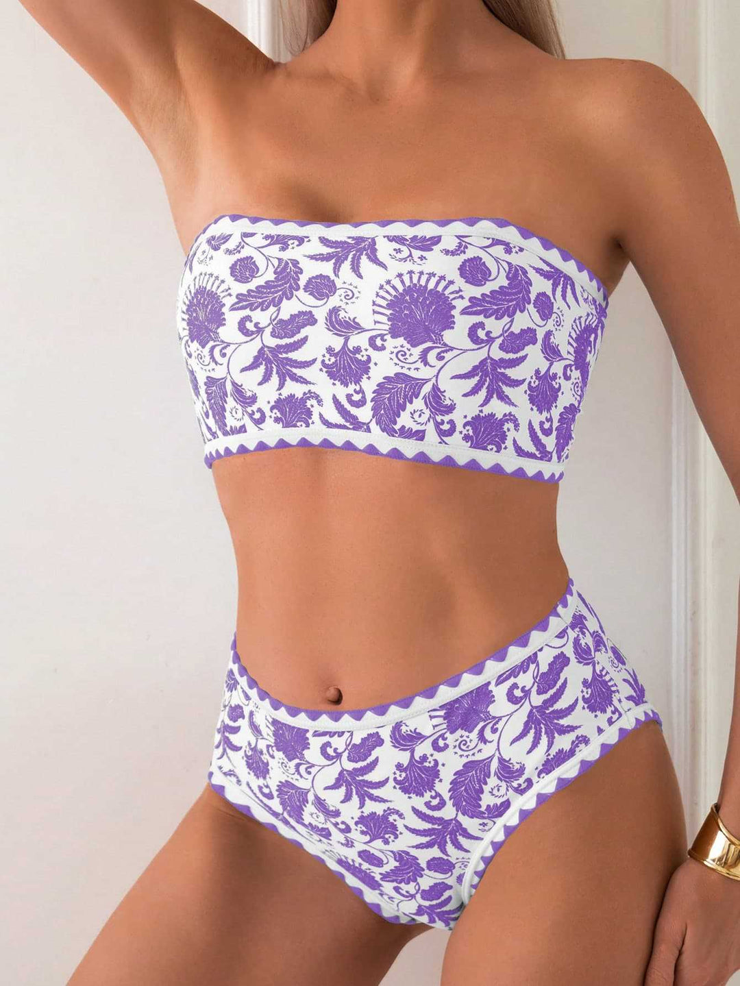 Damen Bandeau-Bikini mit trendigem floralen Design R&B