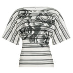 Damen Oversized T-Shirt mit floralem Streifenmuster und eleganter Passform R&B