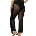 Damen elegante und luftige Strandhose mit Rüschendetails R&B