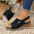 Damen Wedge-Sandalen mit offenem Zehenbereich und verstellbarem Riemen R&B