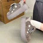 Damen Plateau-Sneaker mit modischen Sternen-Details und bequemem Klettverschluss