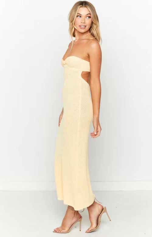 Damen Maxikleid mit elegantem Bandeau-Ausschnitt und minimalistischer Silhouette R&B
