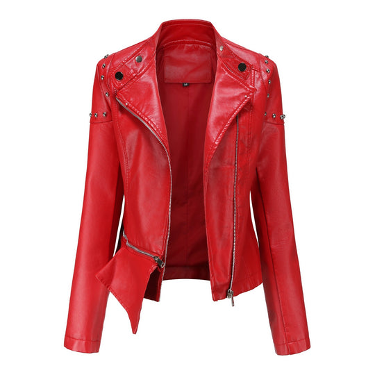 Damen trendige Bikerjacke mit modischen Details R&B