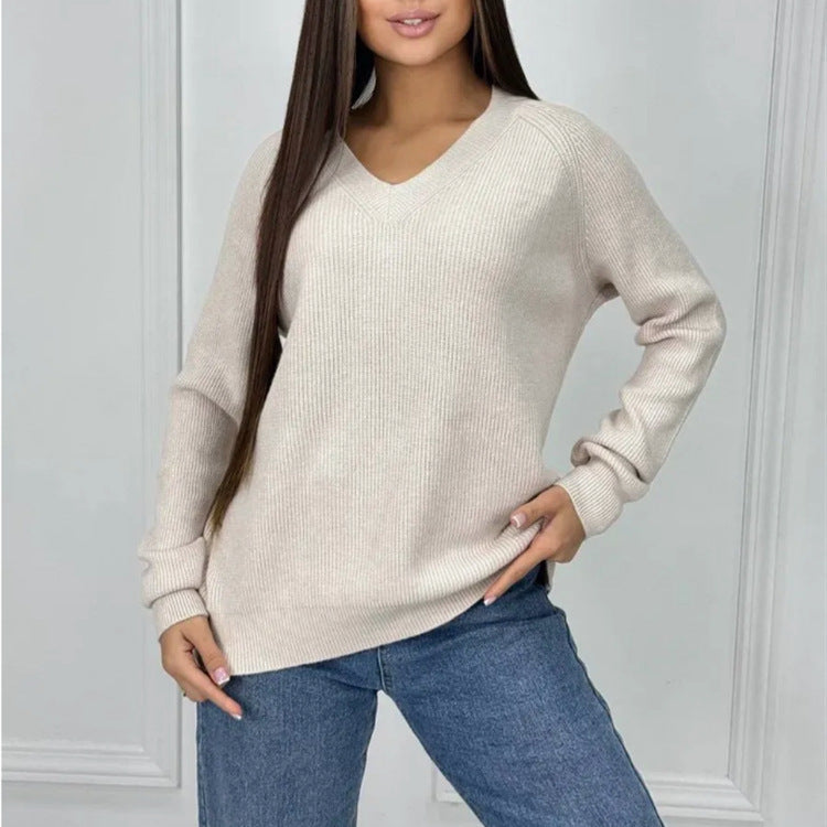 Damen V-Ausschnitt Pullover R&B