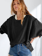 Damen Oversized Sweatshirt mit kreativem Saumdesign