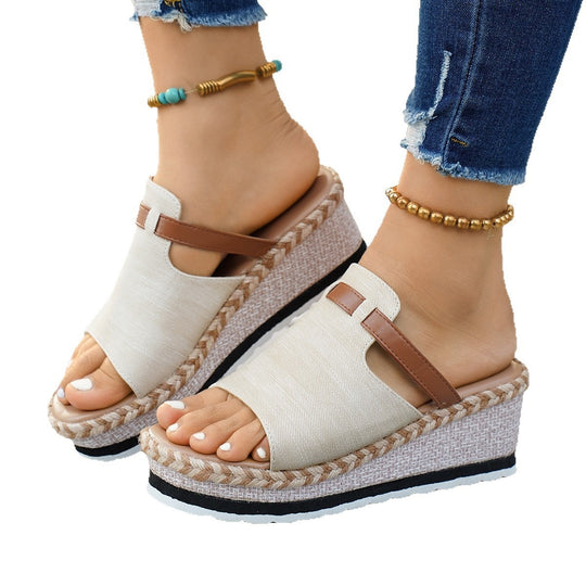Damen Plateausandalen mit modischem Zierband R&B