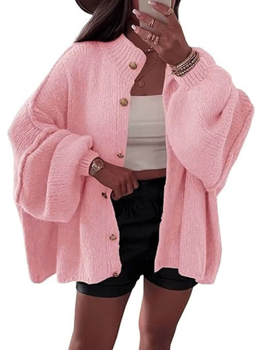 Damen Flauschige Strickjacke mit überschnittenen Schultern R&B