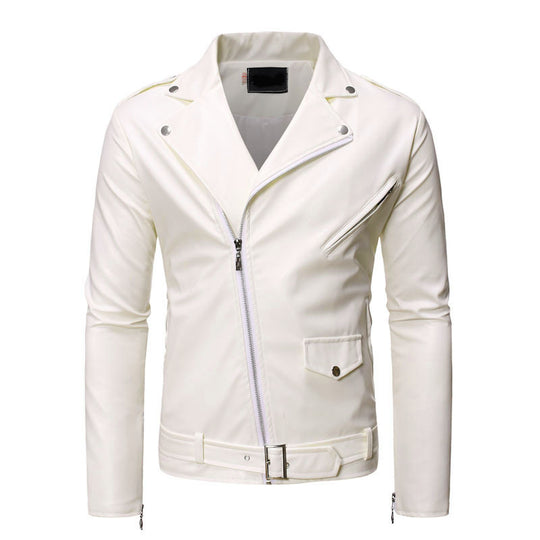 Herren stylische Bikerjacke aus hochwertigem Kunstleder R&B