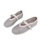 Damen elegante Ballerina-Schuhe mit funkelndem Netzdesign R&B