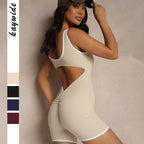 Damen Sportlicher Jumpsuit mit dekorativen Kontrastnähten und figurformendem Schnitt R&B