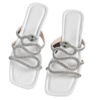 Damen glamouröse Riemchen-Sandalen mit funkelnden Strassapplikationen R&B