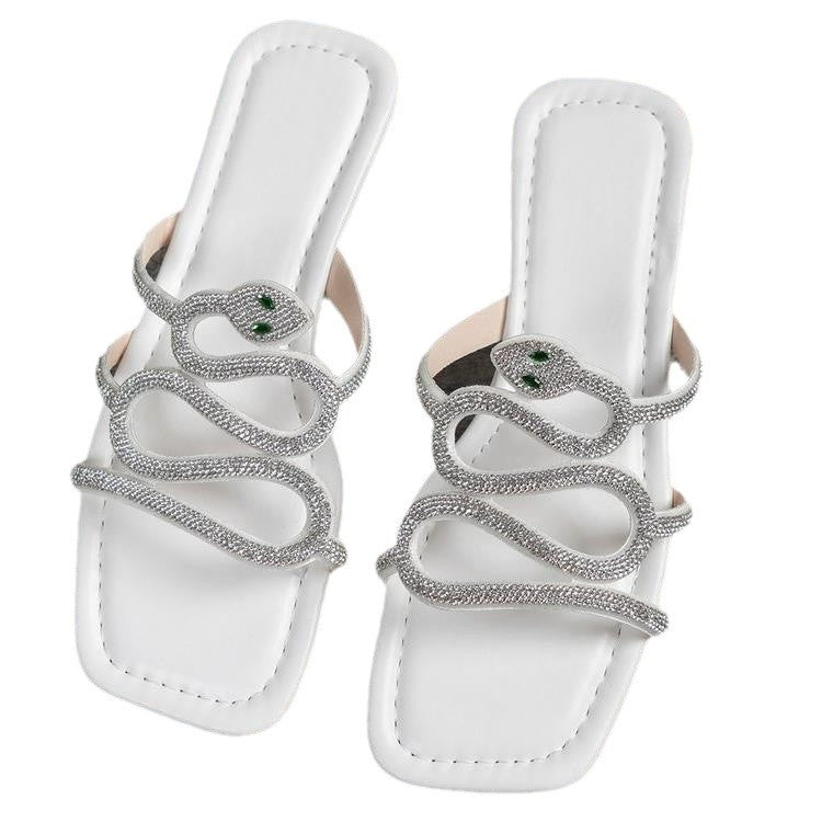 Damen glamouröse Riemchen-Sandalen mit funkelnden Strassapplikationen R&B