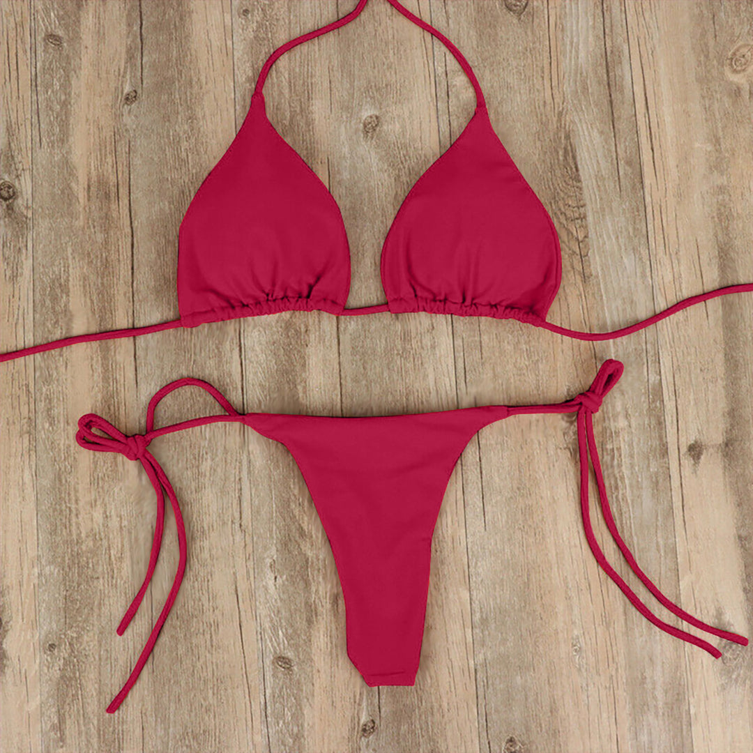Damen Triangel-Bikini mit feinem Stoff und regulierbaren Schnürdetails R&B