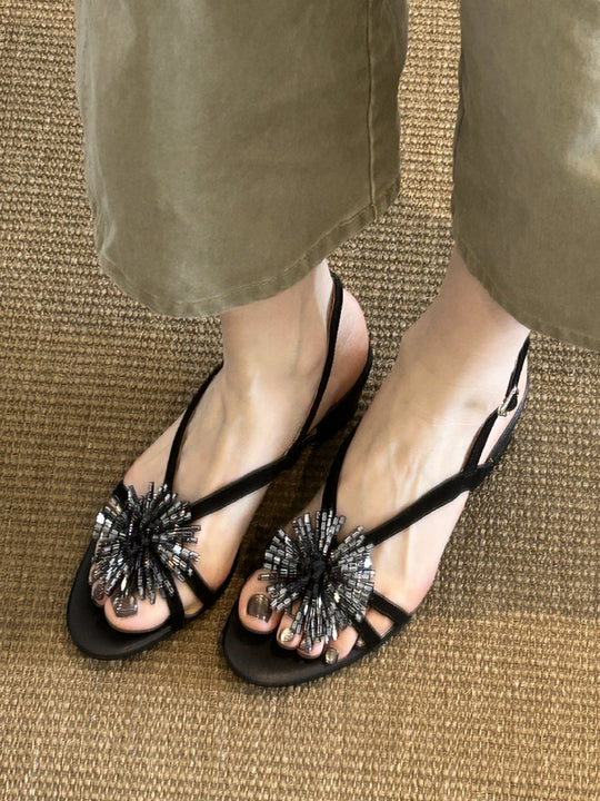Damen Dekorative Zehentrenner Sandalen mit funkelnden Applikationen R&B
