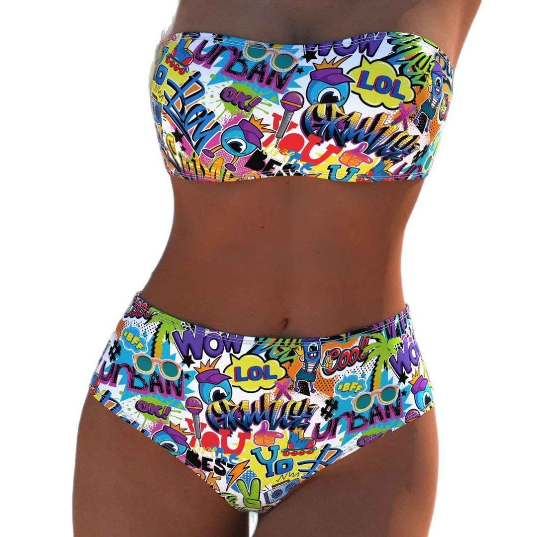 Damen Bikini-Set mit modernem Wickeldesign und lebhaftem Muster R&B