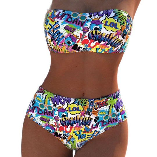 Damen Bikini-Set mit modernem Wickeldesign und lebhaftem Muster R&B