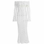 Damen Elegantes Spitzenkleid im figurbetonten Schnitt mit Off-Shoulder Design R&B
