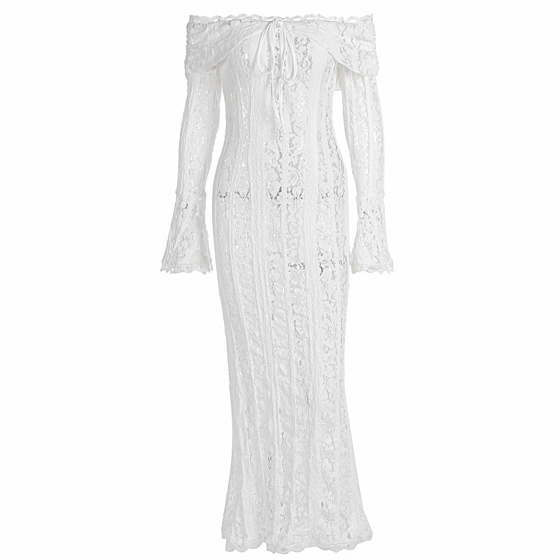 Damen Elegantes Spitzenkleid im figurbetonten Schnitt mit Off-Shoulder Design R&B