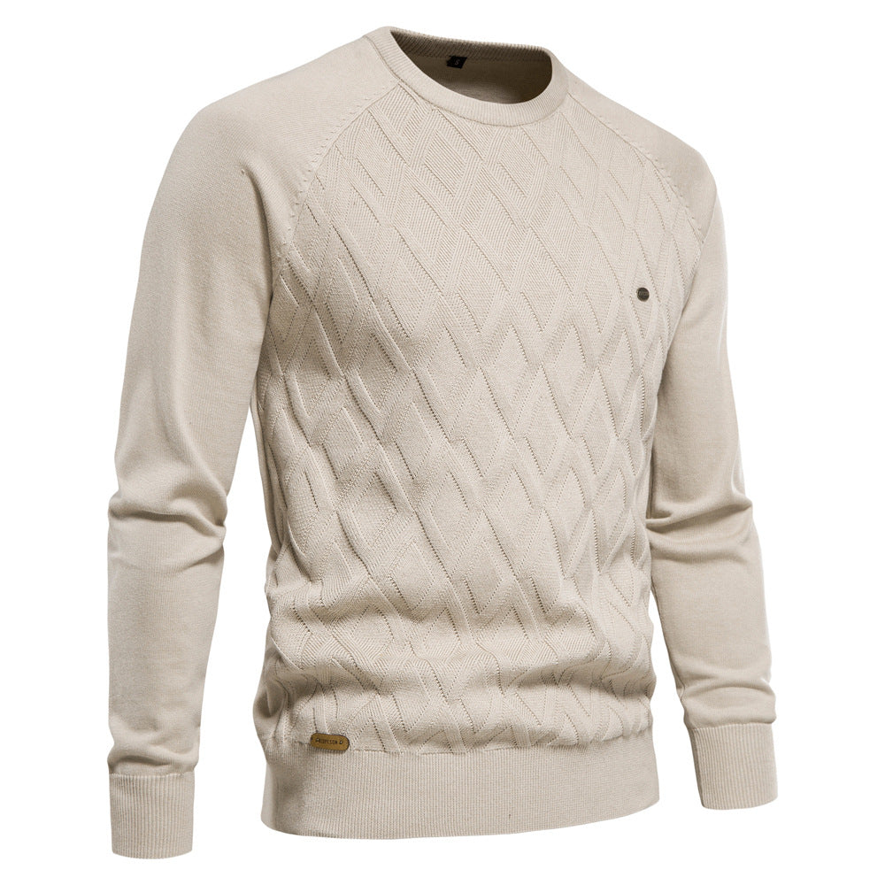 Herren Strickpullover mit strukturierter Rautenmuster-Optik und modischem Rundhalsausschnitt