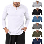 Herren Langarm-Henley-Shirt mit hochwertiger Baumwollmischung und modischen Knopfdetails R&B