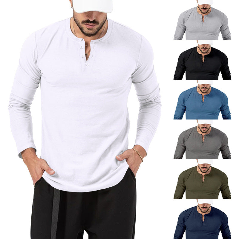 Herren Langarm-Henley-Shirt mit hochwertiger Baumwollmischung und modischen Knopfdetails R&B