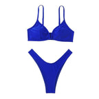 Damen Triangel-Bikini mit tiefem V-Ausschnitt und elastischem Taillenschnitt R&B
