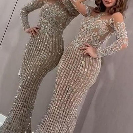Damen Elegantes Abendkleid mit glitzernden Pailletten und schmalem Schnitt R&B