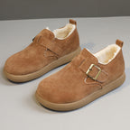 Damen Bequeme Slipper mit schnallenverzierung und weichem Fleece-Innenfutter R&B