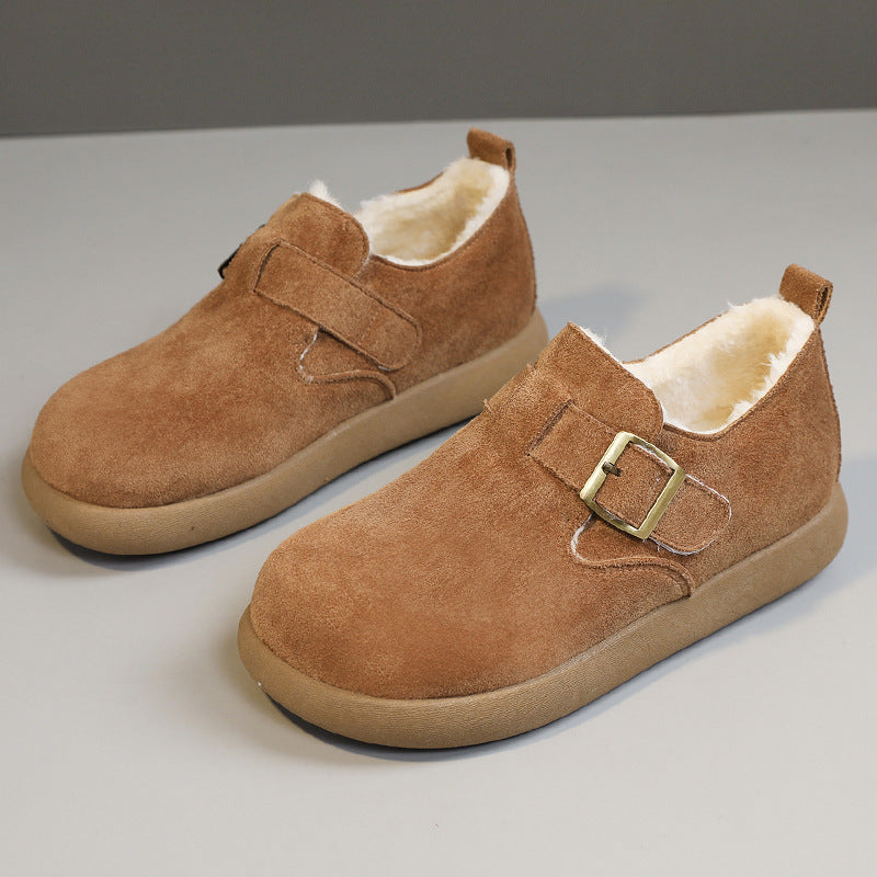 Damen Bequeme Slipper mit schnallenverzierung und weichem Fleece-Innenfutter R&B
