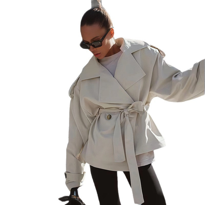 Damen modische Trenchjacke mit Gürteldesign und lässigem Schnitt R&B