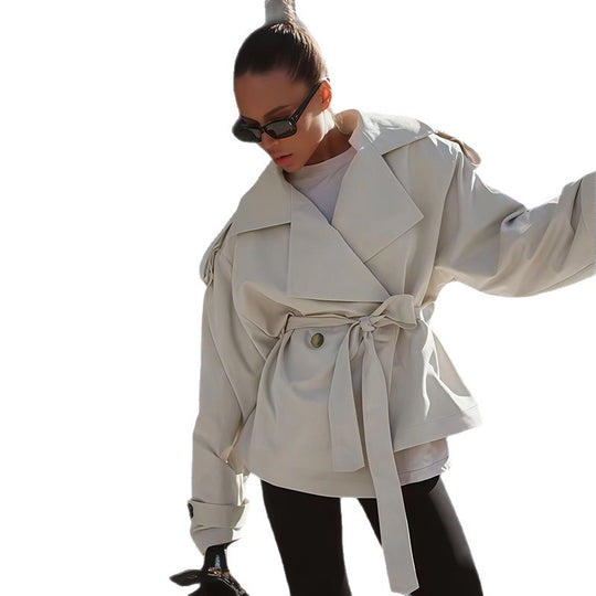 Damen modische Trenchjacke mit Gürteldesign und lässigem Schnitt R&B