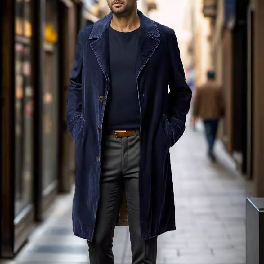 Herren eleganter Trenchcoat aus hochwertigem GewR&Be mit praktischen Taschen R&B