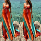 Damen Maxikleid mit verführerischem Wickeldesign und schimmernden Farbverläufen R&B