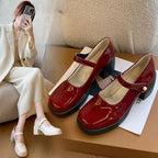 Damen elegante Mary Jane Schuhe mit Perlenschnalle R&B