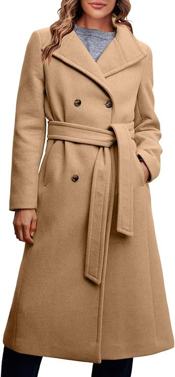 Damen Eleganter doppelreiher Mantel mit Gürteldetail R&B