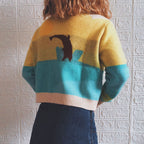 Damen Strickjacke mit verspieltem Motiv und modernem Farbverlauf R&B