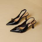 Damen Slingback-Pumps mit verstellbarem Riemen und eleganter Schnallenapplikation