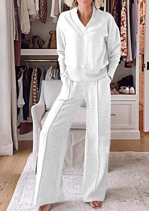 Damen Angesagtes Freizeit-Set mit weitem Schnitt und tiefem V-Ausschnitt R&B