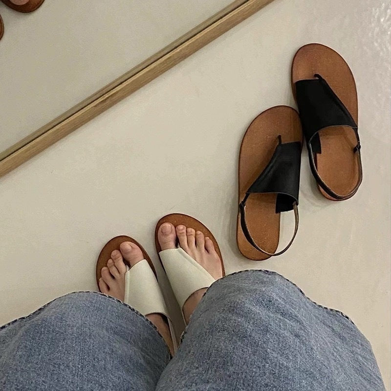 Damen Zehentrenner-Sandalen mit ergonomischem Fußbett aus hochwertigem Naturmaterial R&B