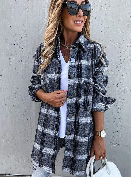 R&B | Oversized Hemdjacke Karomuster Lässiger Chic