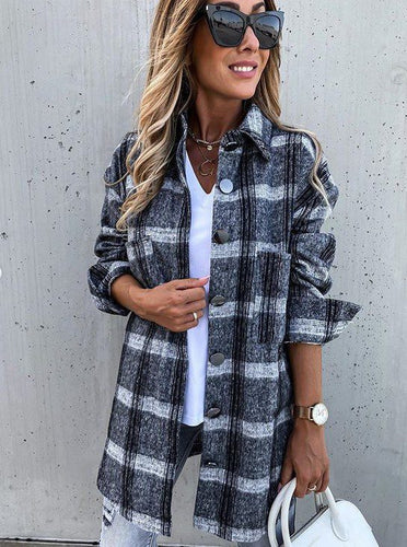 R&B | Oversized Hemdjacke Karomuster Lässiger Chic
