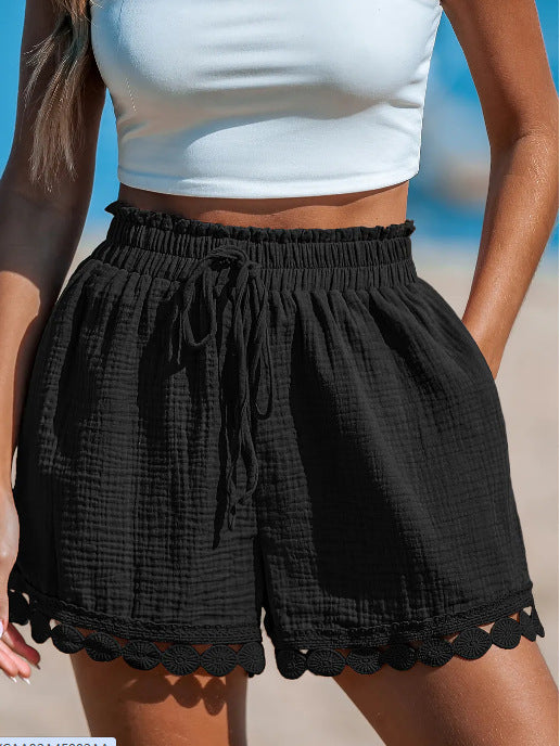 Damen Sommerliche Shorts mit Spitzenbesatz R&B