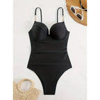 Damen Verführerischer Einteiler Badeanzug mit eleganten Trägern und hochwertigem Stoff R&B