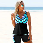 Damen Sportliches Tankini-Set mit stylischem Reißverschluss R&B