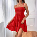 Damen Freizeitkleid mit Schmalen Trägern und Rüschendetails R&B