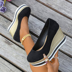 Damen Komfortable Wedge-Pumps aus weichem Veloursleder