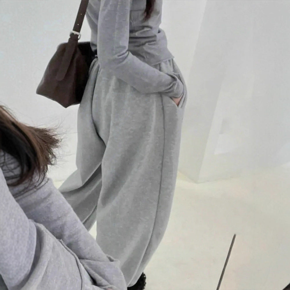 Damen bequeme Sweatpants mit elastischem Bund und legerem Schnitt R&B