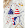 Damen Triangel-Bikini mit verstellbaren Schleifen und patriotischem Design R&B