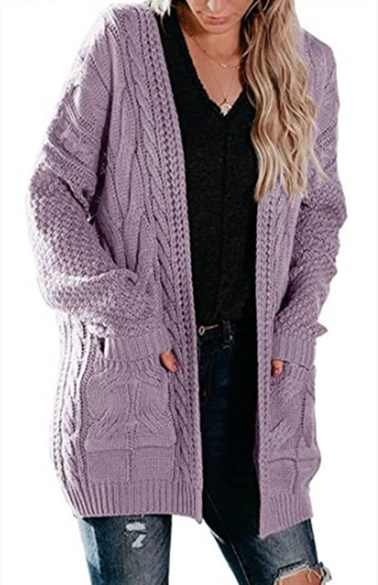 Damen Grobstrickjacke mit tiefen Taschen und strukturiertem Kabelmuster R&B