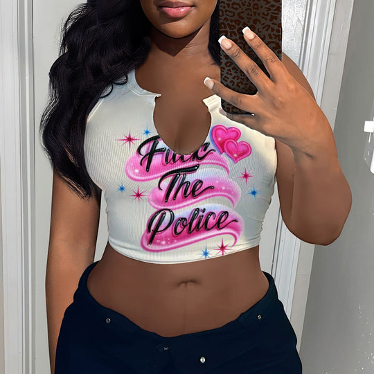 Damen Crop-Top mit auffälligem Schriftzug und lockerer Passform R&B